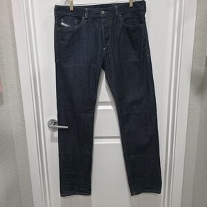 Men's Straight Leg Jeans in Dark Blue Denim